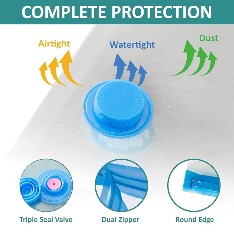 Kuber Industries Set of 5 Vacuum Bags for Storage with Pump Spacesaver Vaccine Bags for Clothes Pillows Sealed Compression Bags for Travel with Hand Air Pump YLN002 Blue Transparent - Image 4