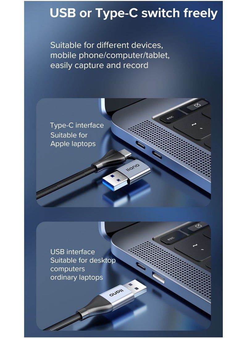 llano - 2 in 1 USB A/Type-C Video Capture Card Game Live Streaming Recording Device Video Collector 1080P 4K HDMI to USB Type-C Recorder Device for Live Streaming Conference Broadcasting Game Camera - Image 1