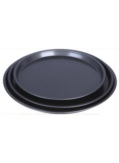 Generic Round Pizza Trays Set 3 Pieces - Set for Serving Pizza and Making Homemade Basbousa Non-Stick Large Size Luxury Round Baking Tray for Baking in Black Color and Different Sizes 20cm - 23cm - 25cm - Carbon Steel Pizza Tray for Microwave Oven, Non-Stick for Baking Barbie - Set of 3 Pieces Black (20cm 23 25 Barbie, Carbon - Round Pizza Trays - Pizza and Basbousa Tray Set - Pizza and Basbousa Tray 3 Pieces  - Image 1