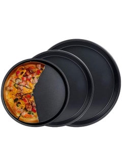 Generic Round Pizza Trays Set 3 Pieces - Set for Serving Pizza and Making Homemade Basbousa Non-Stick Large Size Luxury Round Baking Tray for Baking in Black Color and Different Sizes 20cm - 23cm - 25cm - Carbon Steel Pizza Tray for Microwave Oven, Non-Stick for Baking Barbie - Set of 3 Pieces Black (20cm 23 25 Barbie, Carbon - Round Pizza Trays - Pizza and Basbousa Tray Set - Pizza and Basbousa Tray 3 Pieces  - Image 2