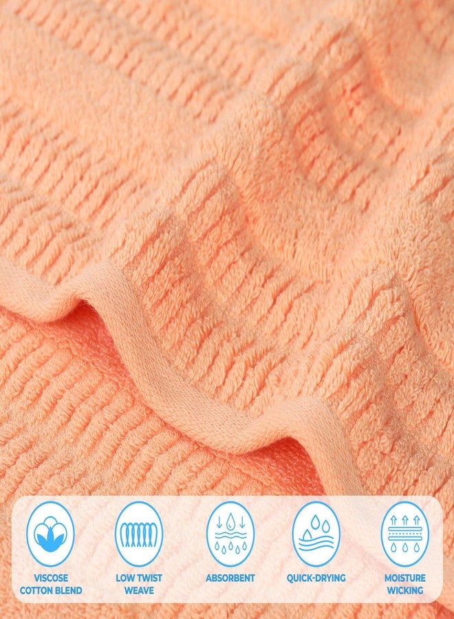 سوبيريور مناشف ميكا الفاخرة متوسطة الوزن، مصنوعة من مزيج القطن والفيسكوز، مناسبة لحمام الضيوف، والحمامات، والمنتجعات الصحية، سريعة الجفاف، فائقة النعومة، مستلزمات الاستحمام، بتصميم مضلع، مجموعة مناشف متنوعة من 3 قطع، لون خوخي - Image 5