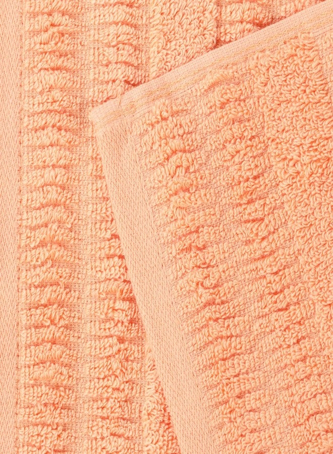 سوبيريور مناشف ميكا الفاخرة متوسطة الوزن، مصنوعة من مزيج القطن والفيسكوز، مناسبة لحمام الضيوف، والحمامات، والمنتجعات الصحية، سريعة الجفاف، فائقة النعومة، مستلزمات الاستحمام، بتصميم مضلع، مجموعة مناشف متنوعة من 3 قطع، لون خوخي - Image 4