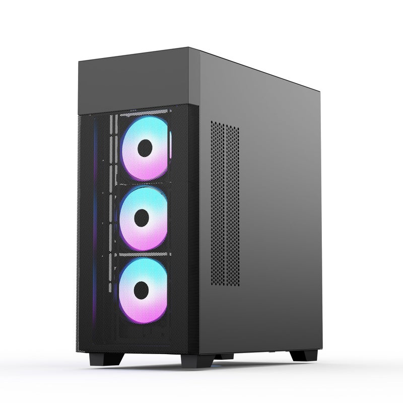 Rosewill FBM-X7 ATX Mid Tower Case - Hinged Tempered Glass Side Panel, High Airflow, 4X PWM ARGB Fans, Pre-Installed 650W 80+ Gold ATX 3.1 Power Supply - Black - Image 3