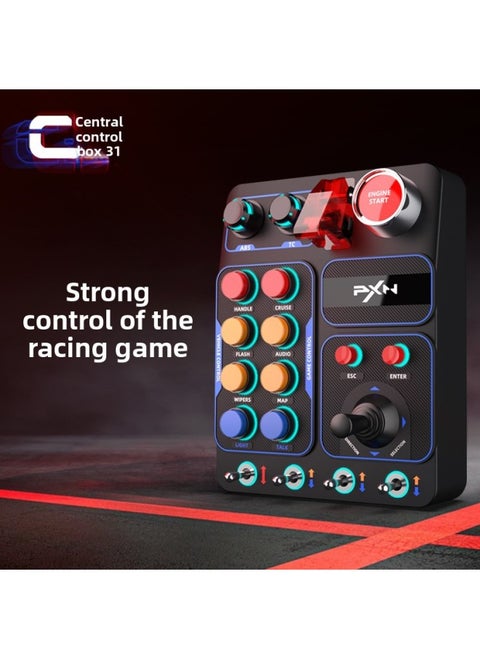 Lestat CB1 Racing Simulator Central Control Box Multi-function Button RGB Light Special Effects European Truck Simulation-Product Color:Black