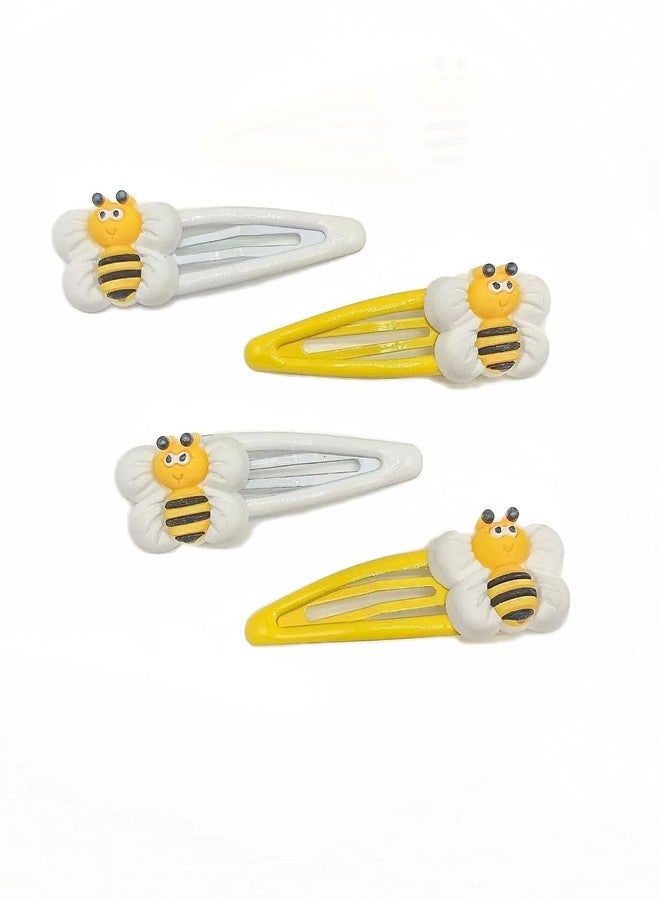 BBTDIN Baby Girls Bee Hair Clip Honey Bee Bowknot Clips Yellow Baby Bee Hair Bow Pin BBG93 (Hair Pin-4 Pcs) - Image 1