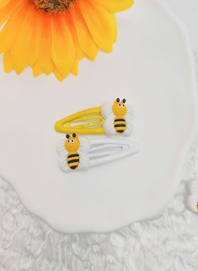 BBTDIN Baby Girls Bee Hair Clip Honey Bee Bowknot Clips Yellow Baby Bee Hair Bow Pin BBG93 (Hair Pin-4 Pcs) - Image 2