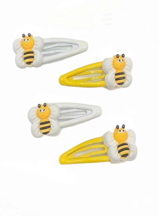 BBTDIN Baby Girls Bee Hair Clip Honey Bee Bowknot Clips Yellow Baby Bee Hair Bow Pin BBG93 (Hair Pin-4 Pcs) - Image 4
