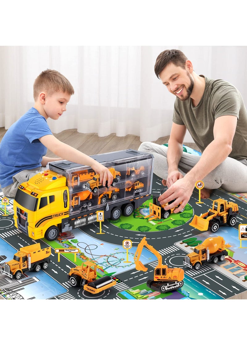 Generic - Die-Cast Construction Vehicle Toy Set for Boys & Girls Ages 3-9, Includes Car Carrier Truck and Alloy Metal Cars, Perfect for Toddlers and Kids Aged 3 to 6 Years Old. - Image 1