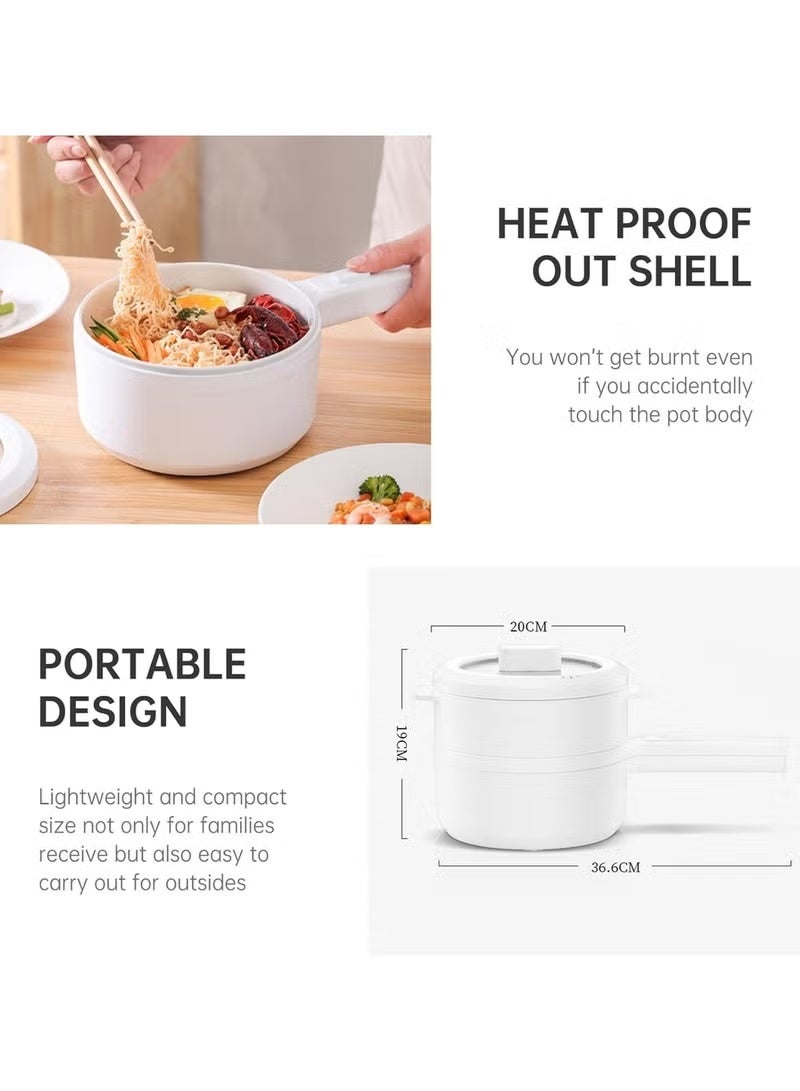 Denx Multifunctional Electric Hot Pot with Steamer – 2L Non-Stick Pan, 700W Cooking Pot with Adjustable Temperature, Dual Power Settings, Automatic Shut-Off, Ideal for Healthy Steaming & Cooking - Image 5