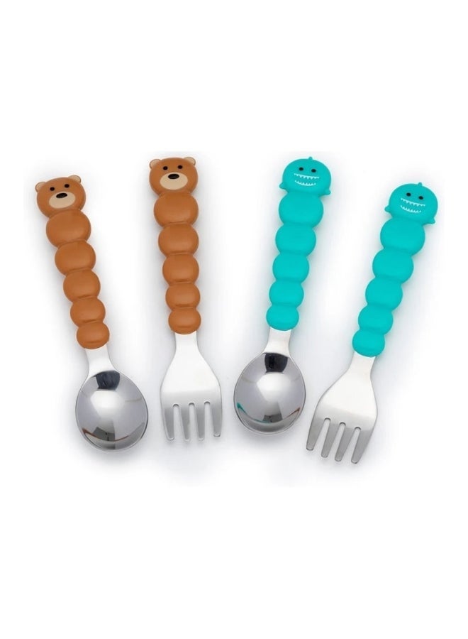melii Spoons And Forks Set, Brown Bear And Shark