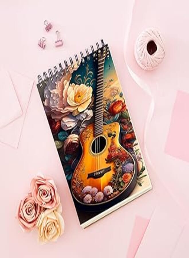 Notebook With Trendy design - Guitar And Flowers