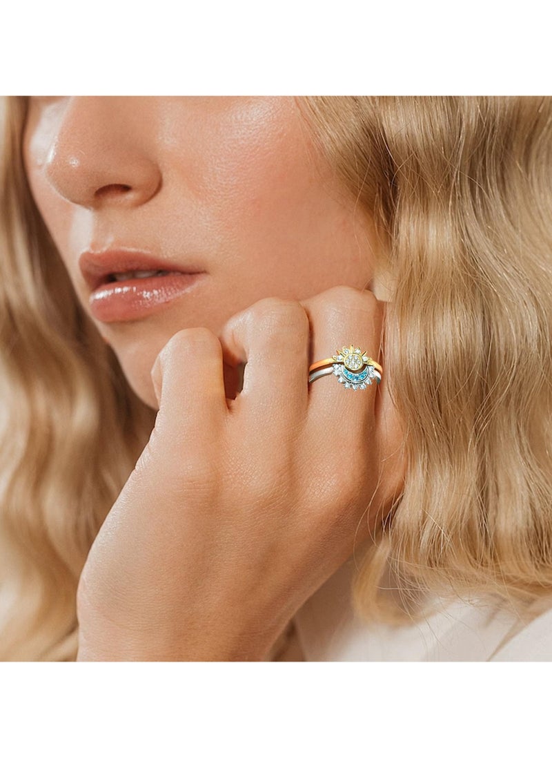 Generic - Sun and Moon Ring set stackable rings for women,adjustable celestial jewelry anillos para mujer matching rings as friendship rings for best friend gifts,sun moon stacking rings for teen girls - Image 1