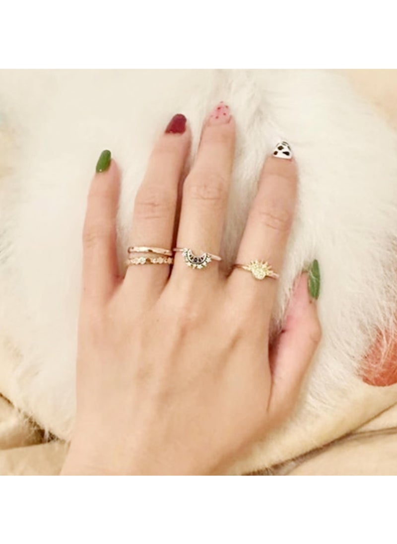 Generic - Sun and Moon Ring set stackable rings for women,adjustable celestial jewelry anillos para mujer matching rings as friendship rings for best friend gifts,sun moon stacking rings for teen girls - Image 1