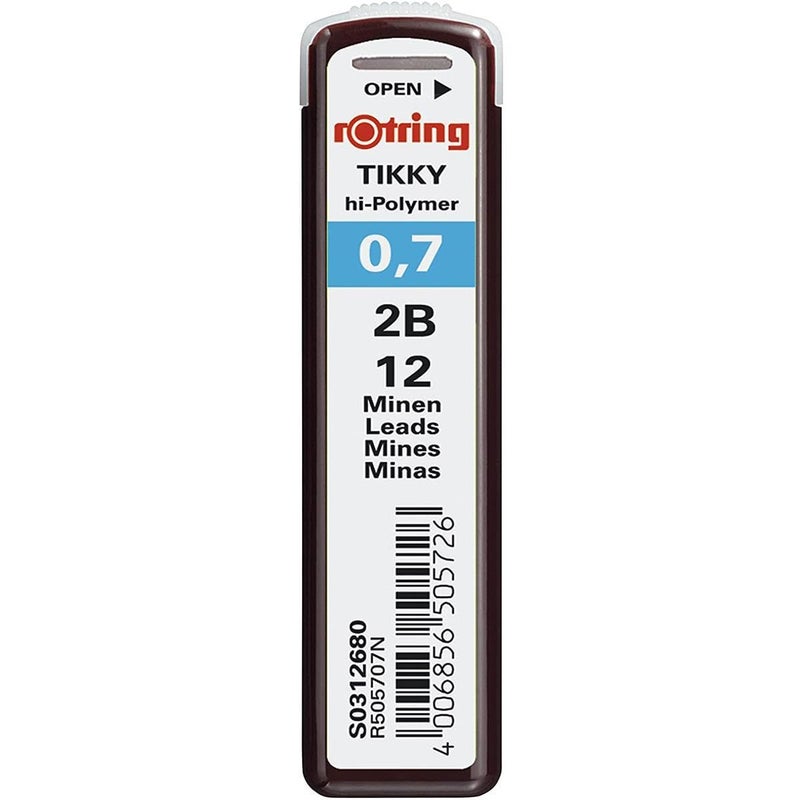 rOtring Tikky Mechanical Pencil Set, HB 0.7 mm, Burgundy, Includes 12 Leads and Eraser - Image 4
