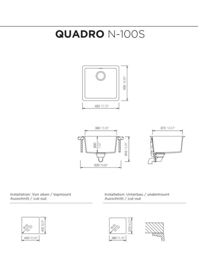 SCHOCK حوض مطبخ الماني: Quadro N-100S - Image 2