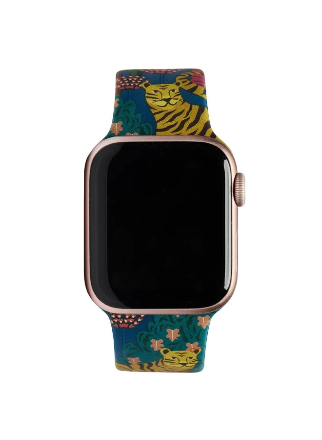 تشامباك سوار ساعة Chumbak Jungle متوافق مع ساعات Apple (38/40/41 مم) | حزام | سيليكون ووتش مطبوعة حزام ملون | إغلاق دبوس وثنية