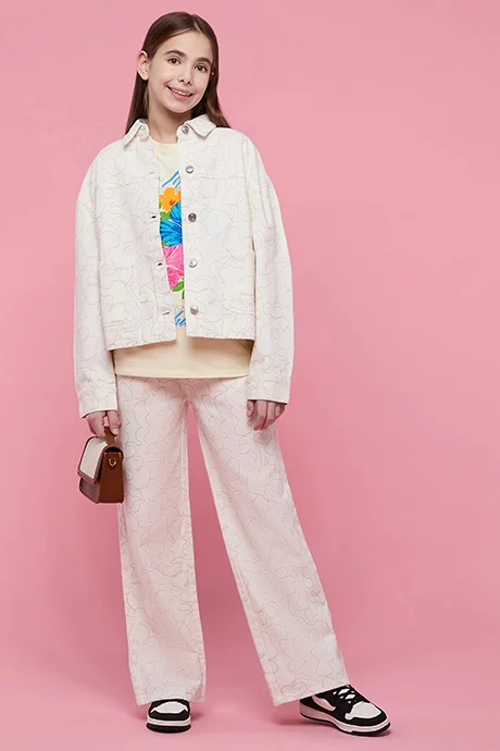 R&B Printed Jacket with Button Closure