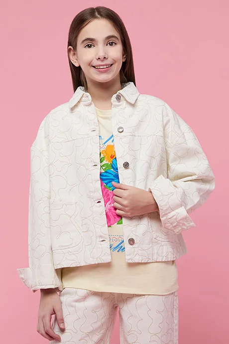 R&B Printed Jacket with Button Closure