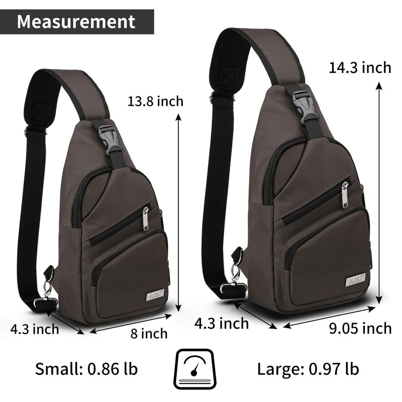 AMJ Crossbody Sling Bag Men Women, Casual Shoulder Backpack, Chest Daypack Satchel for Hiking Travel (Small, Brown) - Image 2