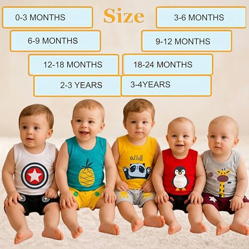 Fareto Baby Boys & Girls Summer Wear T -shirt & Shorts Set | Dres Clothing Set (Pack of 5) (3-4 Years) - Image 5