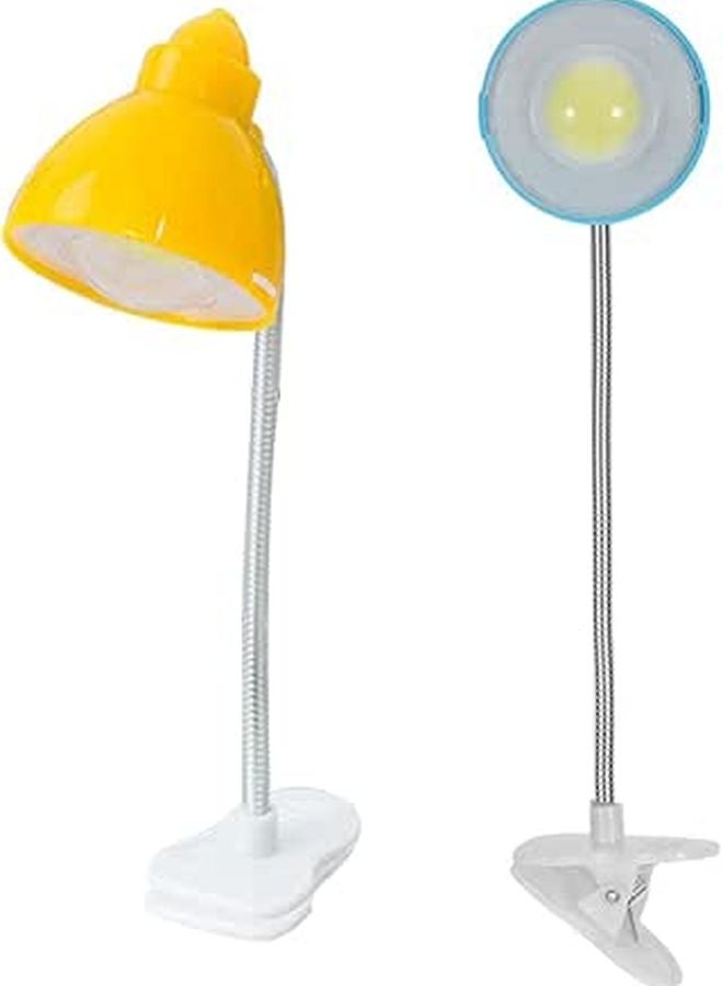 Flexible Neck Mini LED Clip Desk Lamp Eye Caring Reading Light Blue Yellow Color Modes - Image 1