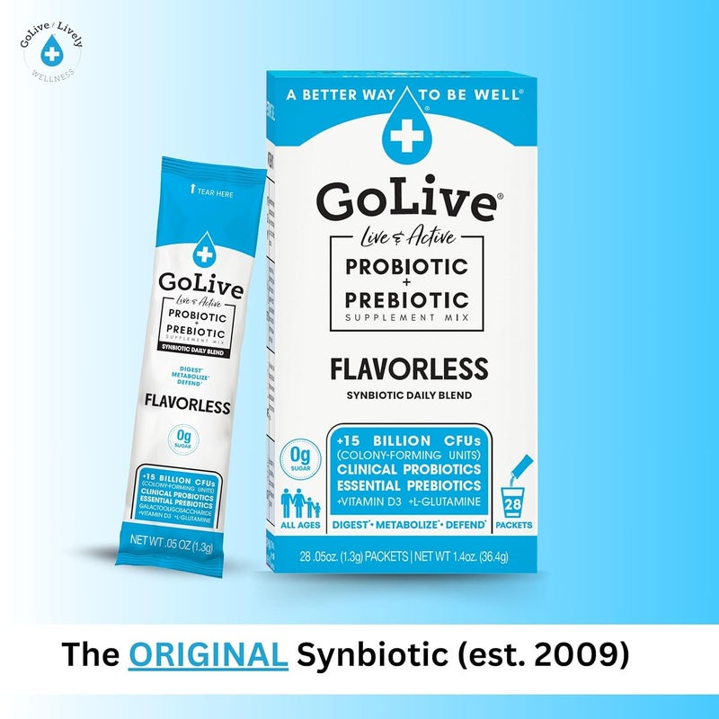 GoLive Prebiotic  Probiotic for Women Men Kids FlavorFree SugarFree Synbiotic Powder w GOS LGlutamine Vitamin D3 Electrolytes For Gut Health Digestion Metabolism Immunity 1550B CFUs - Image 2