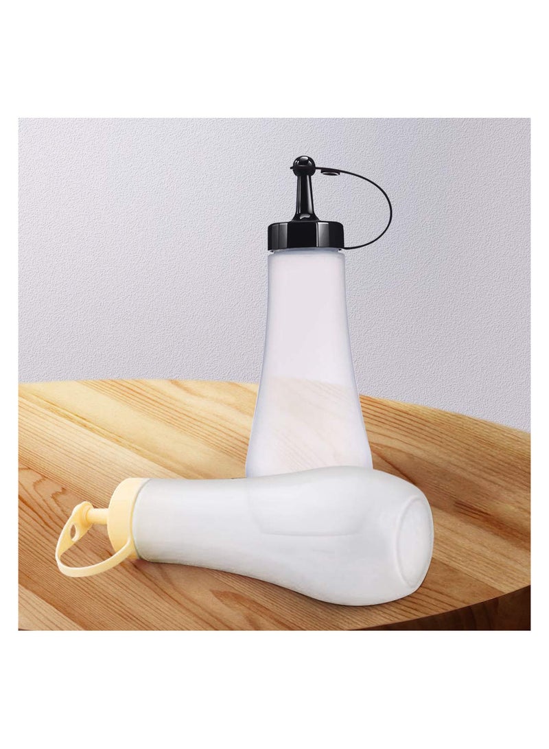 SYOSI Squeeze Bottle, 4 Plastic Squeeze Squirt Condiment Bottles Sauce Bottles with Caps, for Sauce, BBQ, Hot and Olive Oil, Condiments, Oil,  Use Your Imagination to Make Delicious Food, White - Image 3