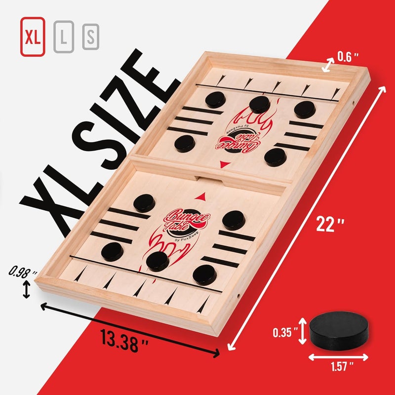 Bungee Table Fast Sling Puck Game - Test Your Speed and Accuracy with This Fast-Paced Wooden Air Hockey Board Game - Guaranteed Fun for Family Night or Friends Party - Image 4
