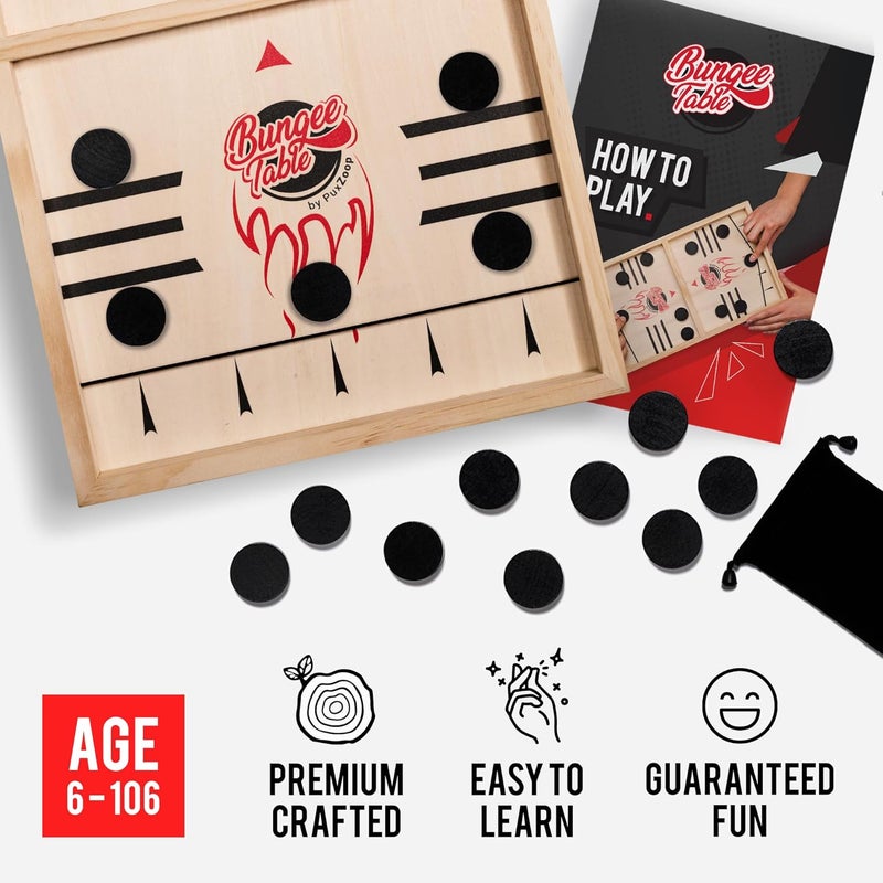 Bungee Table Fast Sling Puck Game - Test Your Speed and Accuracy with This Fast-Paced Wooden Air Hockey Board Game - Guaranteed Fun for Family Night or Friends Party - Image 3