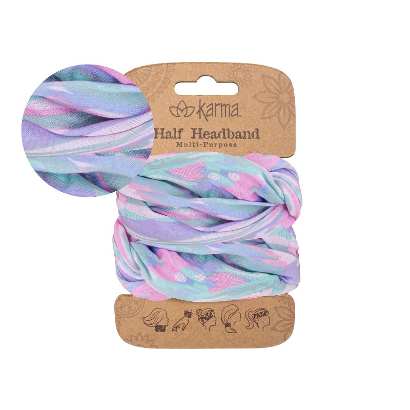 Karma Blue Basket Weave Headband for Women - Medium - Fabric Headband and Stretchy Hair Scarf - Blue - Image 5