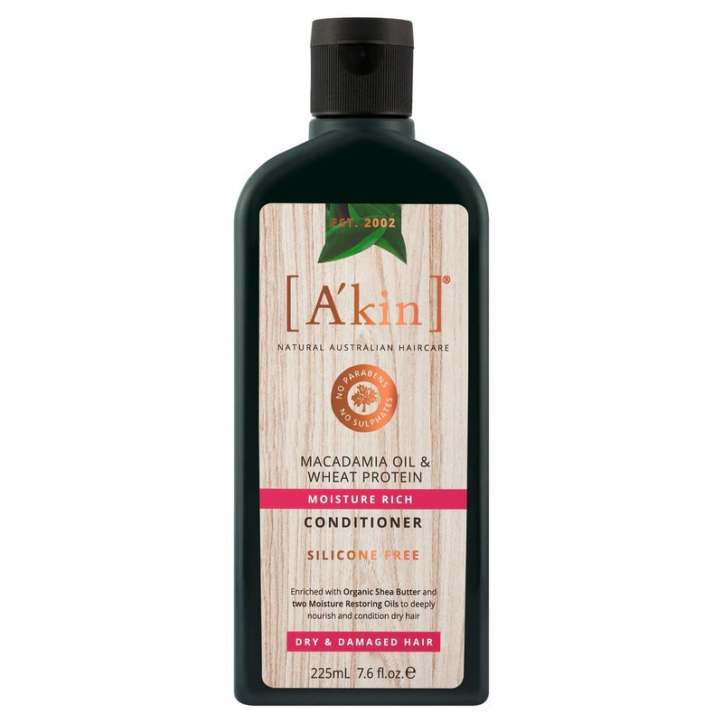 A'kin Macadamia & Wheat Protein Moisture Rich Conditioner, Free From Parabens, Sulfates and Silicones, 225 ml - Image 4