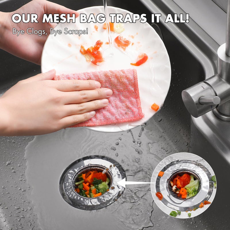 Muslish 200 Pack Kitchen Sink Strainer Mesh Bag, Anti-Clogging Disposable Sink Drain Covers, Kitchen Essentials Sink Filter Nets, Fits Most Sink Strainers (4.0 x 4.0 Inch) - Image 3