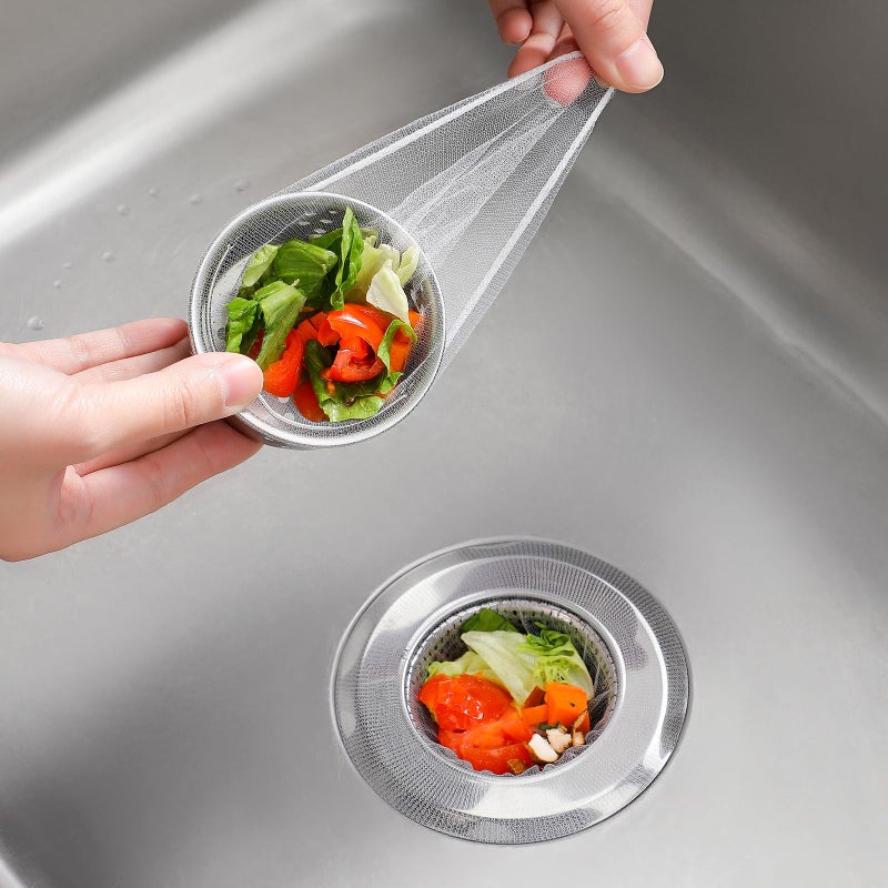 Muslish 200 Pack Kitchen Sink Strainer Mesh Bag, Anti-Clogging Disposable Sink Drain Covers, Kitchen Essentials Sink Filter Nets, Fits Most Sink Strainers (4.0 x 4.0 Inch) - Image 1
