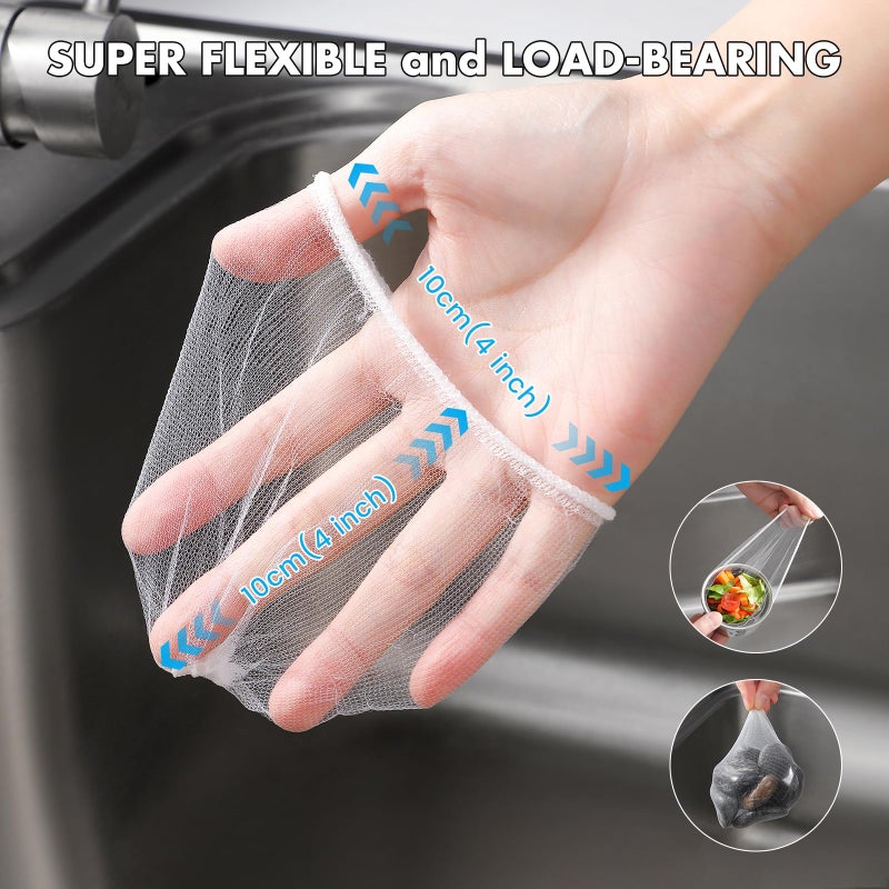 Muslish 200 Pack Kitchen Sink Strainer Mesh Bag, Anti-Clogging Disposable Sink Drain Covers, Kitchen Essentials Sink Filter Nets, Fits Most Sink Strainers (4.0 x 4.0 Inch) - Image 4