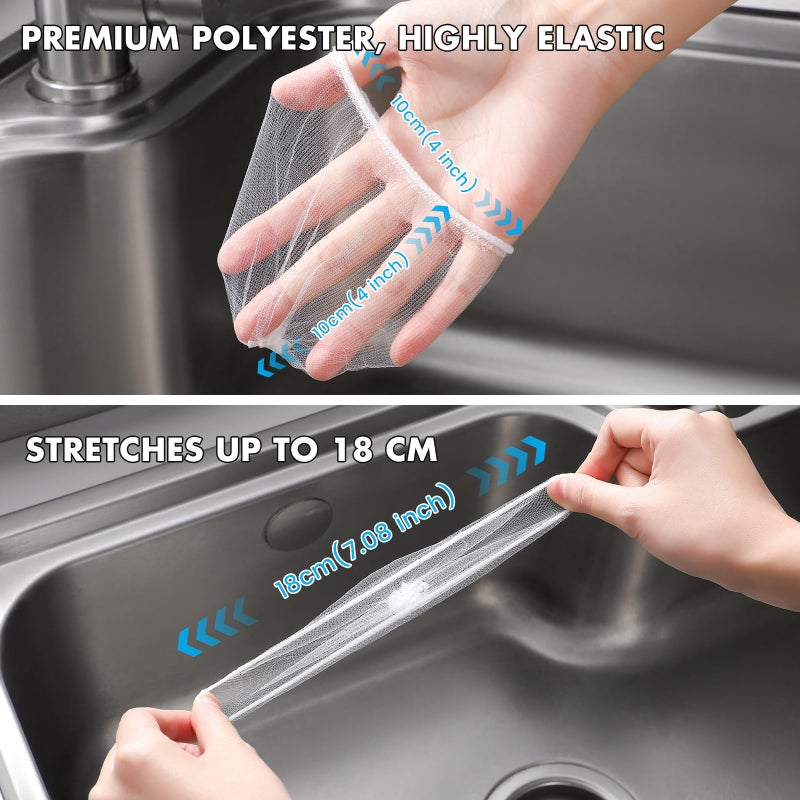 Muslish 200 Pack Kitchen Sink Strainer Mesh Bag, Anti-Clogging Disposable Sink Drain Covers, Kitchen Essentials Sink Filter Nets, Fits Most Sink Strainers (4.0 x 4.0 Inch) - Image 5