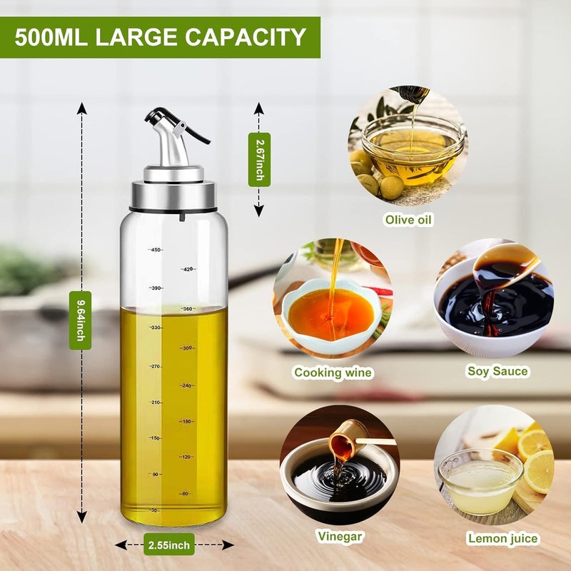 Drumil Oil Bottle Glass Oil Dispenser Bottle For Kitchen (Oil 500ml - 1Pcs) - Image 3