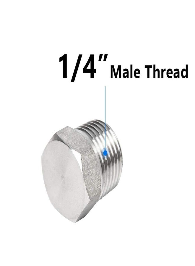 Feelers 1/4" NPT Male Outer Hex Head Thread Plug Pipe Fitting, 304 Stainless Steel Oil Drain Plug Fitting (Pack of 6) - Image 2