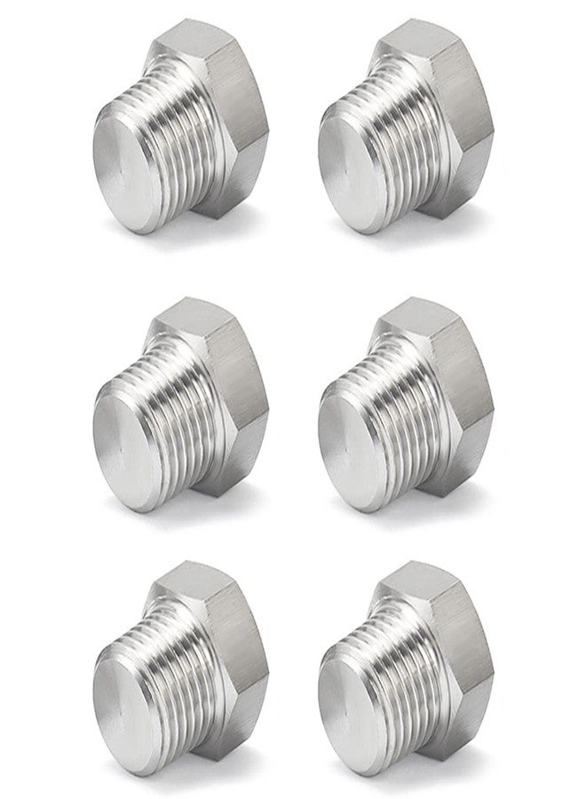Feelers 1/4" NPT Male Outer Hex Head Thread Plug Pipe Fitting, 304 Stainless Steel Oil Drain Plug Fitting (Pack of 6) - Image 3