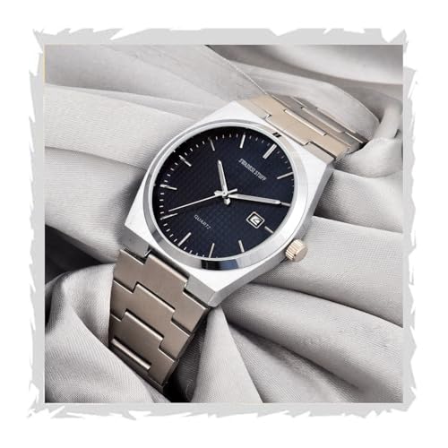 SWADESI STUFF Stainless Steel Date Display Mens Wrist Analogue Watch (Blue), Dial-Color:Multicolour, Band Color:Silver (Blue) - Image 1