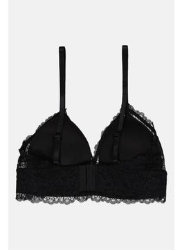 bebe Women Padded Lace Bra, Black  - Image 2