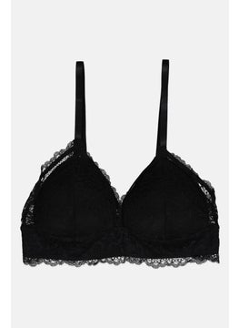 bebe Women Padded Lace Bra, Black  - Image 1