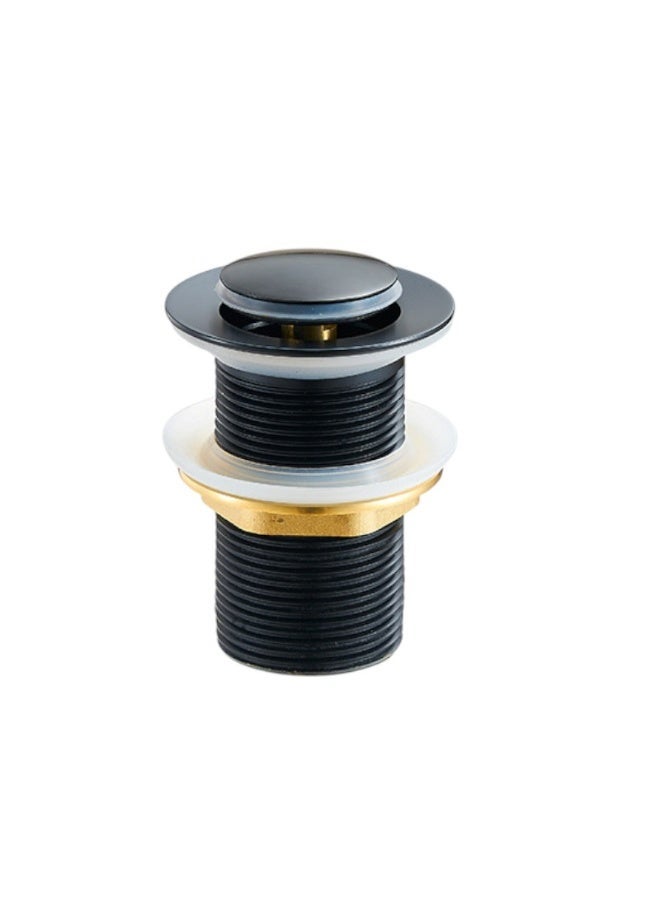 European-Style All-Copper Pop-Up Drain Head – 40mm Full Thread Brass Waste Coupling for Glass, Tabletop & Under-Counter Wash Basins, Black with Small Cover - Image 1