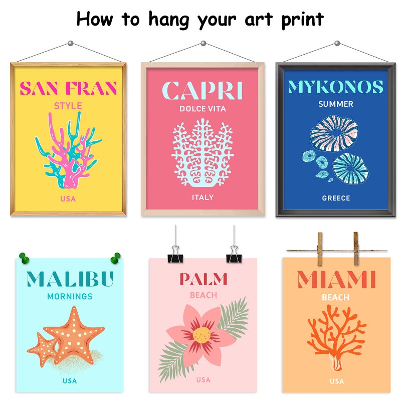 وولاين Whaline 9pcs Preppy Travel Wall Art يطبع ملون ملصق تجريدي جمالي ديكور ملصق الحد الأدنى من ملصقات غرفة نوم الفتيات في سن المراهقة (8x10 في 8x10) - Image 3