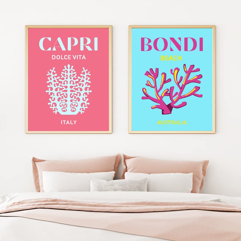 وولاين Whaline 9pcs Preppy Travel Wall Art يطبع ملون ملصق تجريدي جمالي ديكور ملصق الحد الأدنى من ملصقات غرفة نوم الفتيات في سن المراهقة (8x10 في 8x10) - Image 5