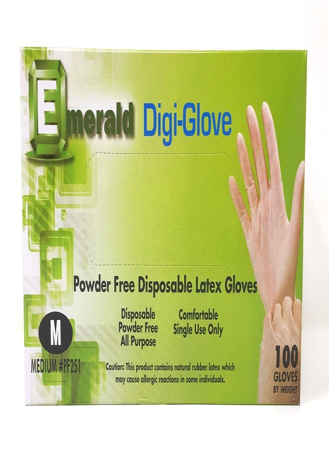 Emerald Digi-Gloves, Powder Free Disposable Latex Gloves (Medium) - Image 1