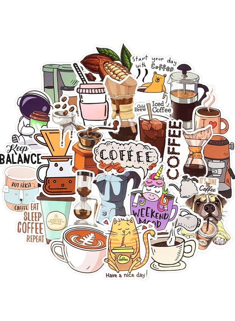 Coffee Stickers, Coffee Cup Stickers, Interesting Water Bottles, Coffee Stickers, Scrapbooks, Laptops, Books, Waterproof (50 Pieces) - Image 4