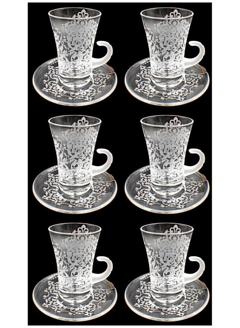 KuduArts Tea cups with saucer glass 6 pieces - Image 1