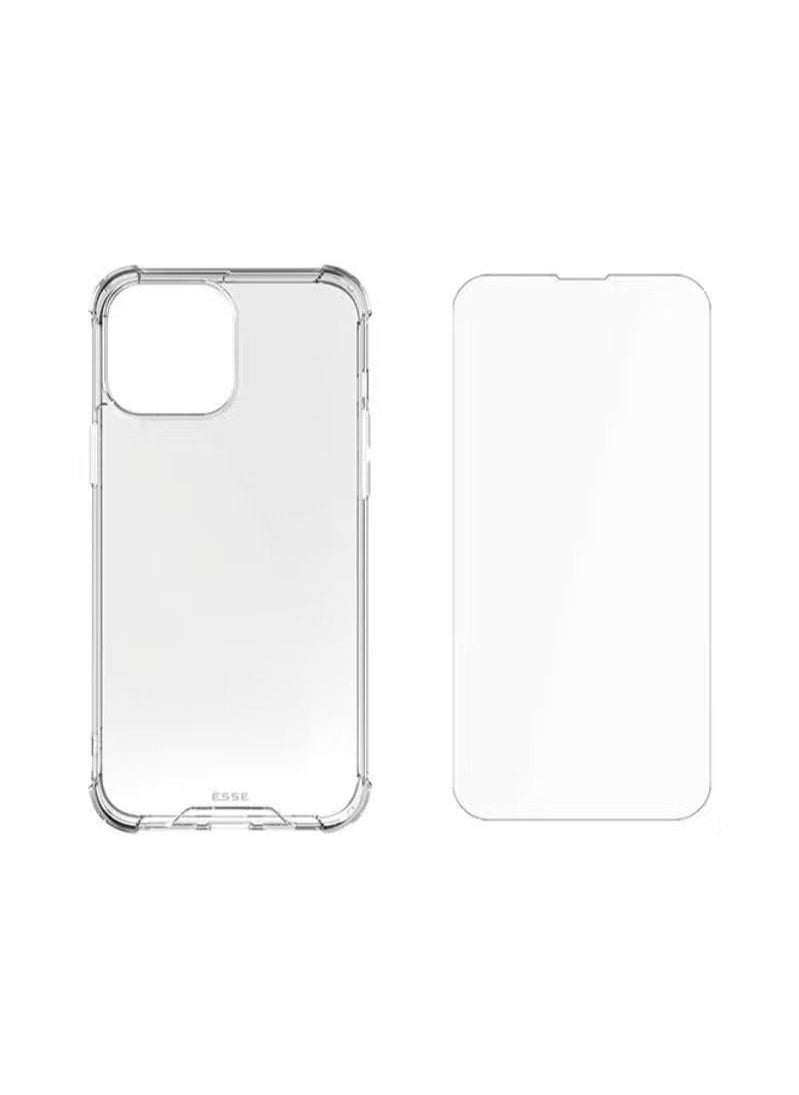 Zaboon - Clear Drop Case & Tempered Glass-Bundle Compatible With - iPhone 13 Pro Max /Reinforced Corners/Shock-Absorption Flexible Case/Ultra-clear High Definition Tempered Glass Clear - Image 1