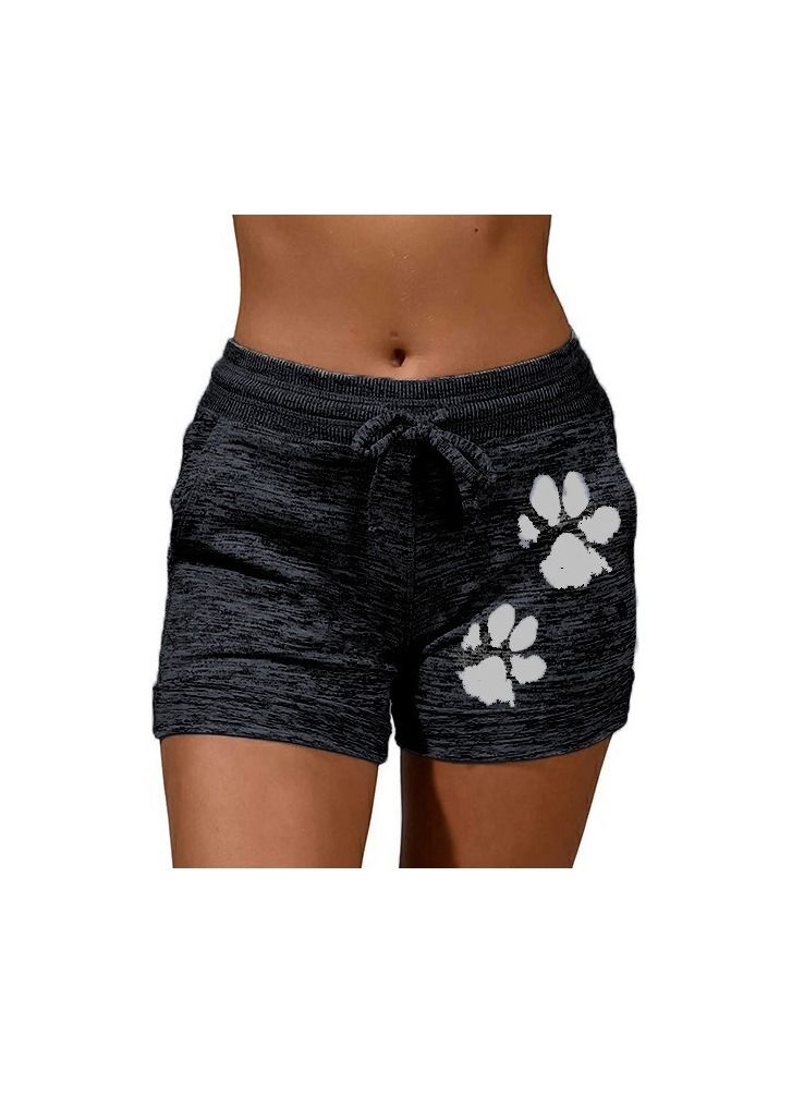 Loquat Printed Quick Drying Shorts Yoga Pants Black 