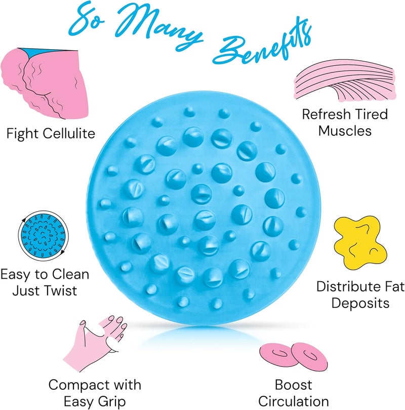 Scala Silicone Anti Cellulite Massager, Body Shower Scrubber, Cellulite Remover - Improve Circulation, Distribute Fat Deposits, Body Massager, Exfoliator, Fat Roller Use with Creams and Oils, Aqua - Image 3